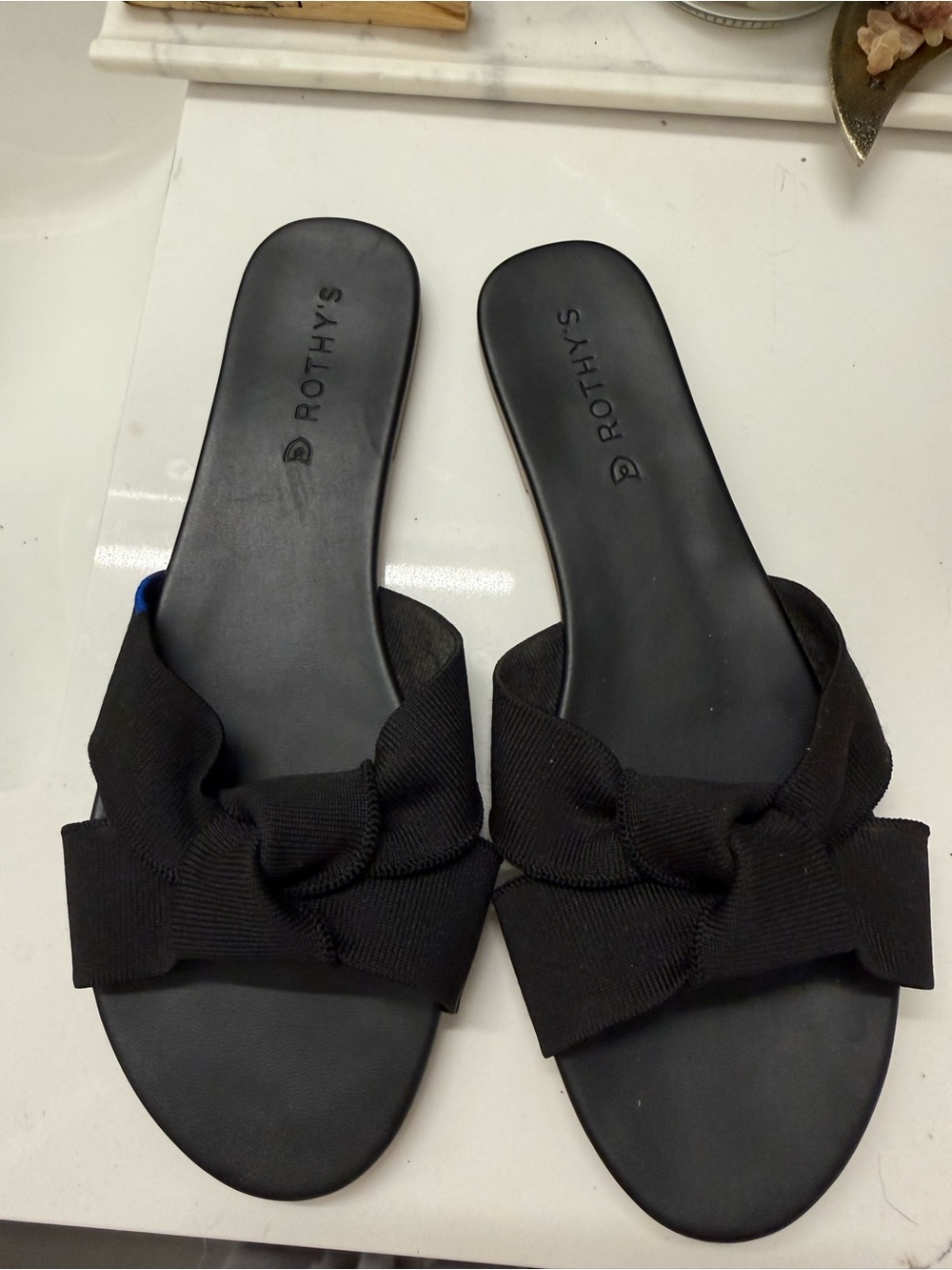Rothy's Black Bow Slide Sandals - Women's
